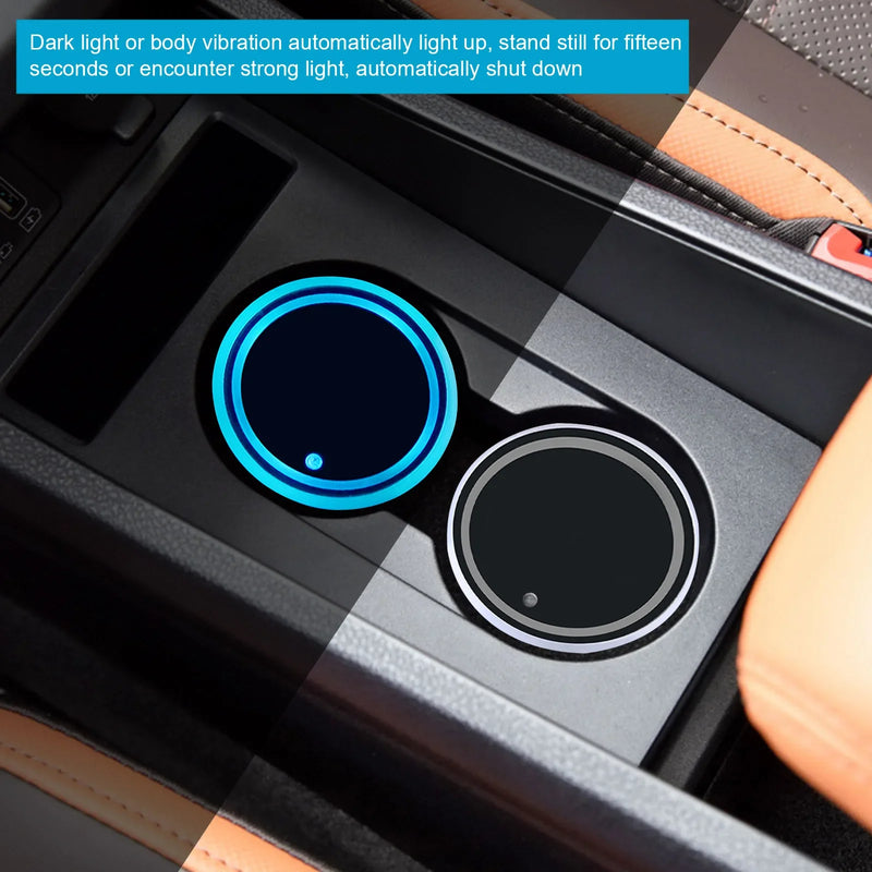 🌈🚗 Posavasos LED para Coche – Luz de 7 Colores, Decoración Interior con Cambio Automático | Base Iluminada para Portavasos y Cristales Traseros