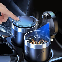 Cenicero para Coche con Luz LED | Antihumo, Flamante, de Aleación de Aluminio – Elegante y Multifuncional