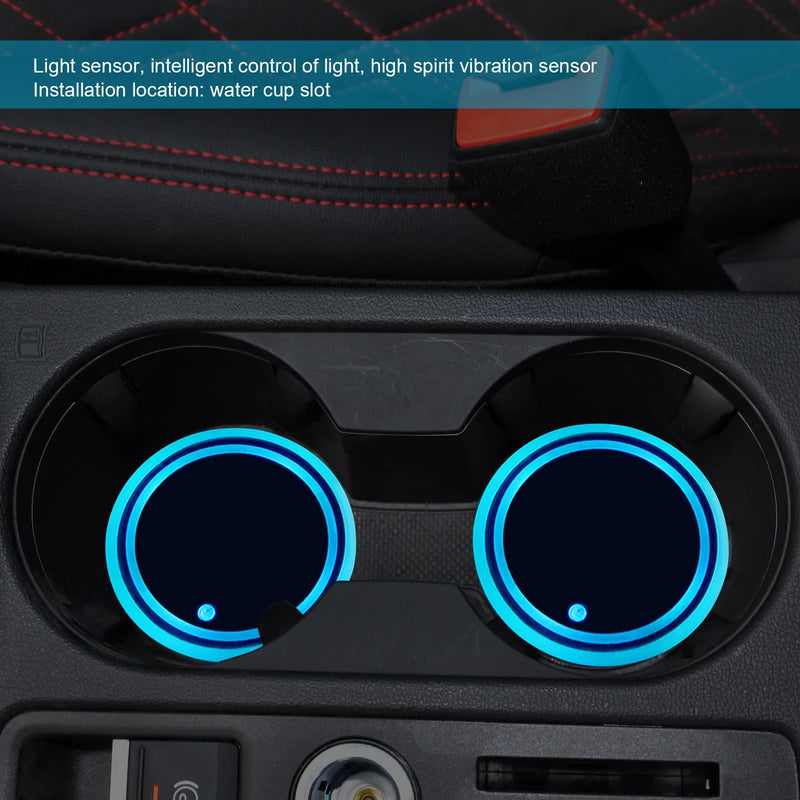 🌈🚗 Posavasos LED para Coche – Luz de 7 Colores, Decoración Interior con Cambio Automático | Base Iluminada para Portavasos y Cristales Traseros