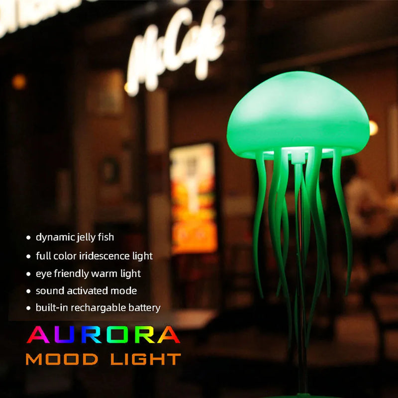🌈🐙 Lámpara de Noche Medusa RGB – Luz Ambiental con Tentáculos Móviles | Control por Voz, Humidificador, Altavoz Bluetooth y DIY para Niños