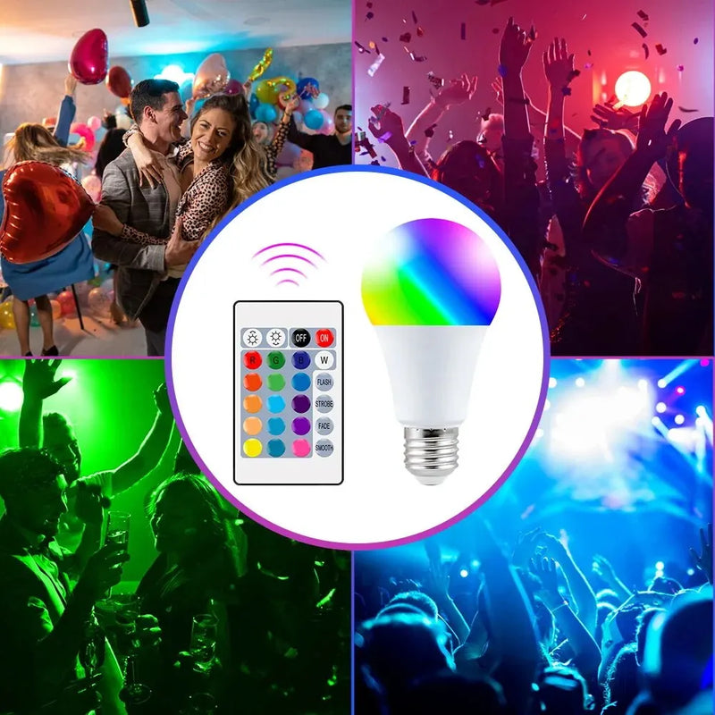 Bombilla LED RGB 16 Colores con Control Remoto – Base E27 220V