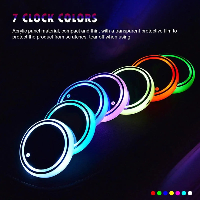 🌈🚗 Posavasos LED para Coche – Luz de 7 Colores, Decoración Interior con Cambio Automático | Base Iluminada para Portavasos y Cristales Traseros