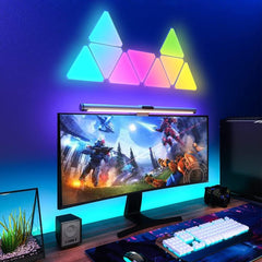 10 Piezas de Luz Inteligente Modular Triangular para Pared - Efectos de Iluminación Sincronizados con Música, Control por APP y Voz